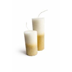 Extra Large Universal Candle Co. Pillar Candles Set Of 2 Gold Glitter White 12"